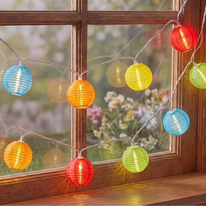 GOOTHY 8.5Ft Multicolor Lantern String Lights Outdoor, Plug in Christmas by Goothy