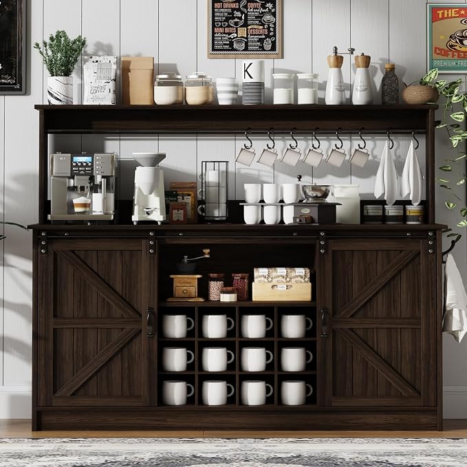 4ever2buy Farmhouse Coffee Bar Cabinet - Image 7