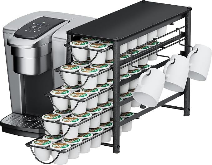 HFHOME Coffee Pod Holder For Counter, Pod Holder for K-cups, 5-tier Metal by HFHOME