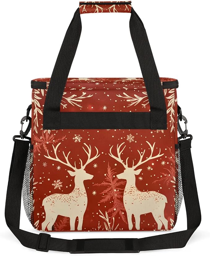 Reindeer And Holly Christmas Coffee Maker Carring Bag, Large Insulated Storage - Image 5