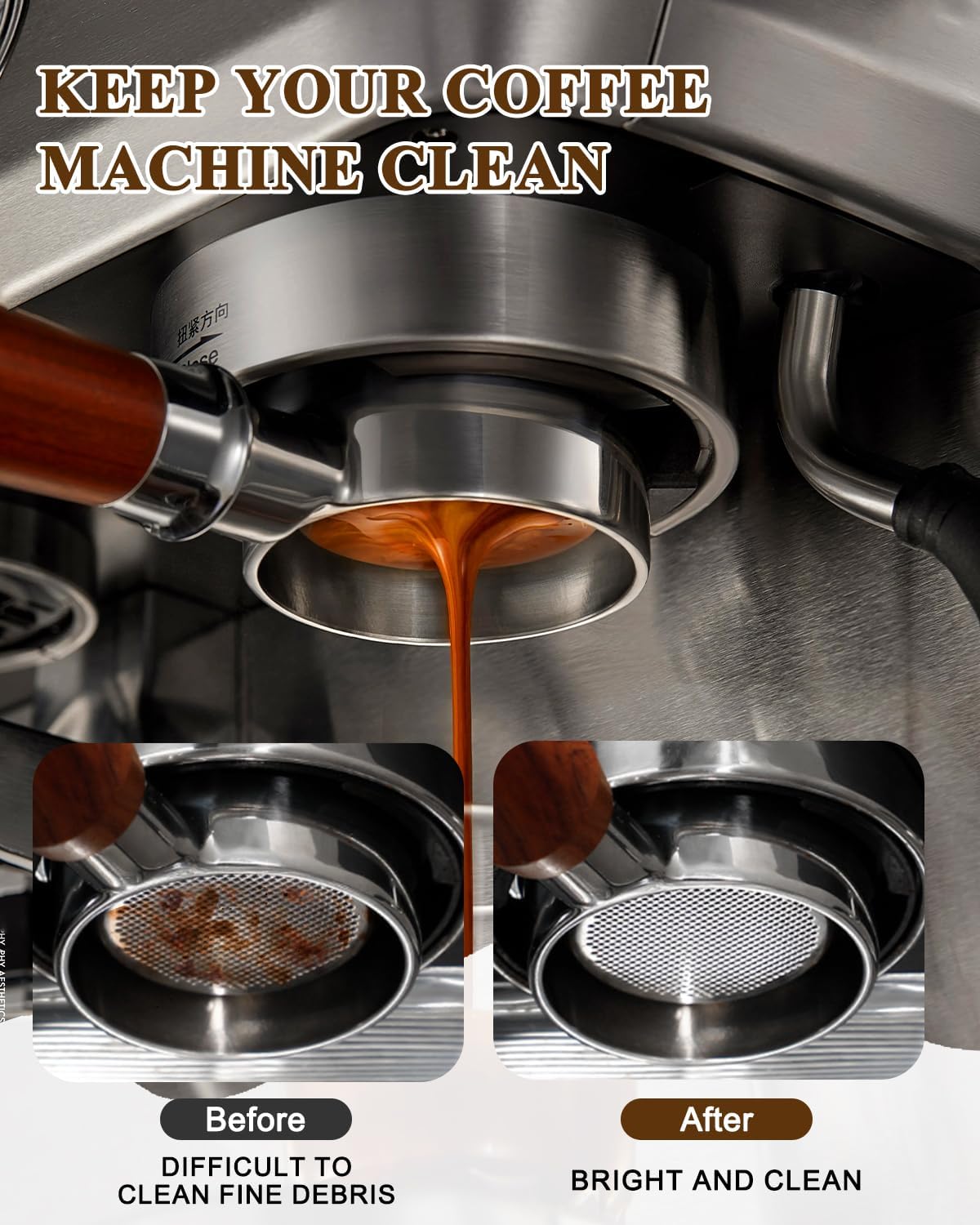 53.5mm Coffee Puck Screen & Walnut Puck Screen Holder, 316 Stainless Steel Espresso Filter for Espresso Portafilter, Professional Tool for Portafilter Filter Basket