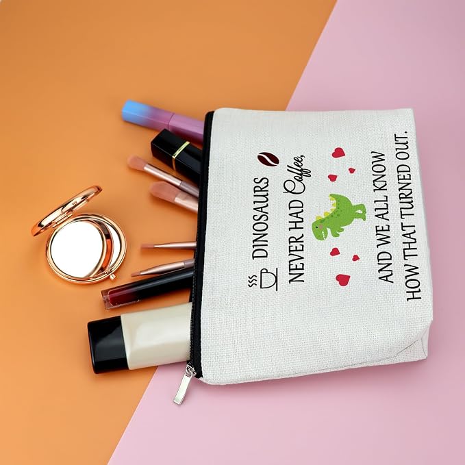 Coffee Lovers Gifts for Women Makeup Bag Funny Coffee Gifts Dinosaur Lover Gift - Image 5