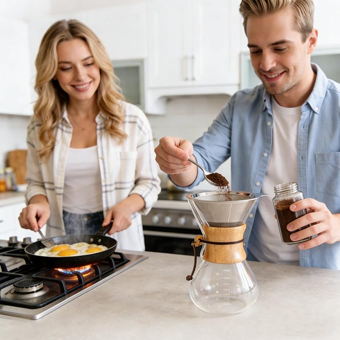 subjectthree Glass Coffee Dripper 6 Cup Pour Over Coffee Maker Set - Image 3