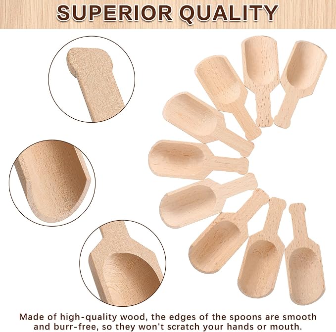 12 Pcs Mini Wooden Scoops for Canisters Mini Wood Coffee Spoon Small Bath Salt - Image 4
