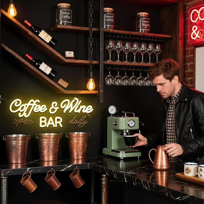 Coffee & Wine Neon Sign for Wall Decor Dimmable 16.54" x 6.54" Led Sign for - Image 7
