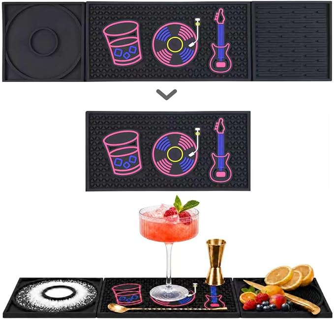 Bar Mat 3-in-1 Non-Slip Bartender Mat, Bar Accessories Countertop Mat 24 x 6 by CLUSIVC