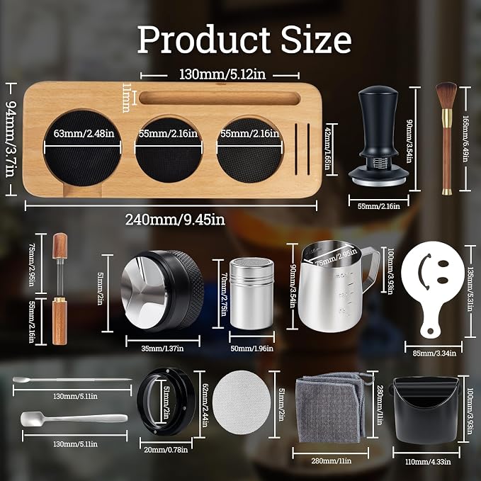 29PCS Espresso Accessories Kit, 51mm Espresso Tamper Tools, Includes Wood - Image 7