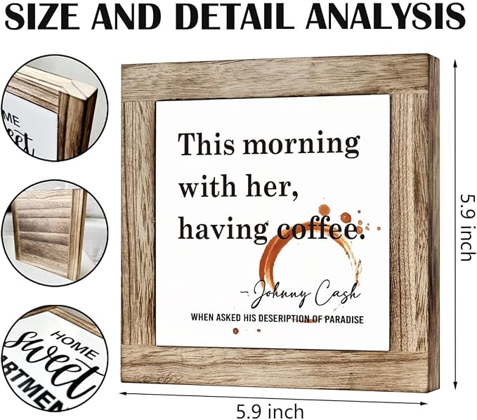 Coffee Decor Set, Wooden Box Signs - Image 2
