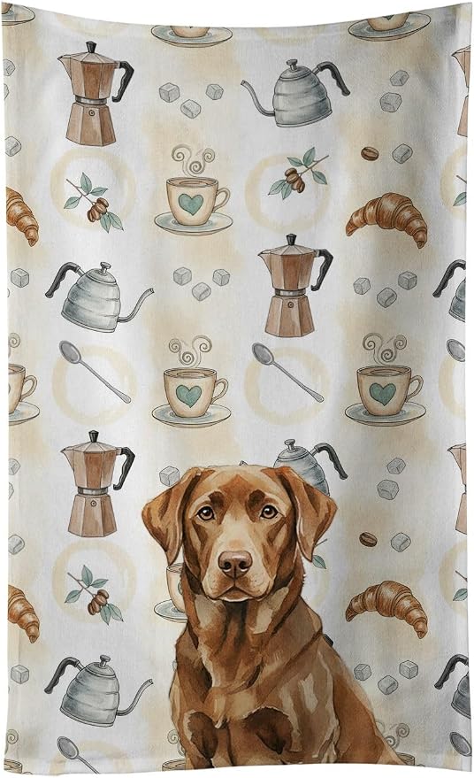 Caroline's Treasures Chocolate Labrador Retriever Coffee Bar Kitchen Towel by CarolinesTreasures