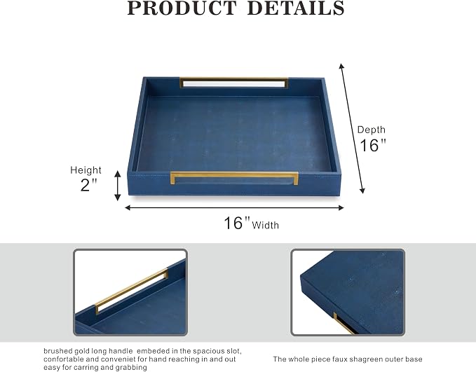 16x16 Inch Navy Blue Square Decorative Tray - Image 4