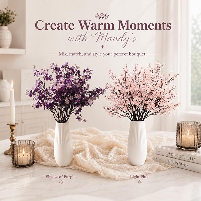 Mandy's 6 Bundles Artificial Shades of Purple Baby’s Breath Flowers | 18.5 Inch - Image 9