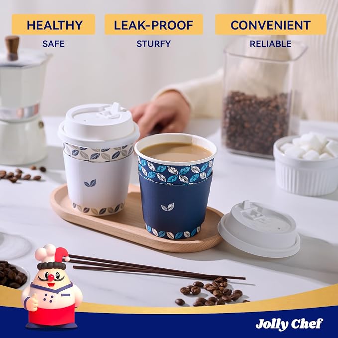 JOLLY CHEF 100 Pack 10 oz Disposable Coffee Cups, Hot Paper Coffee Cups - Image 6