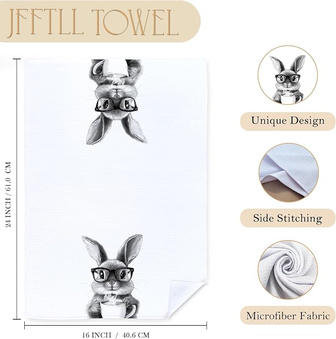 Funny Bunny Kitchen Towels Set of 2, Funny Kitchen Decor, Coffee Station Wine - Image 7