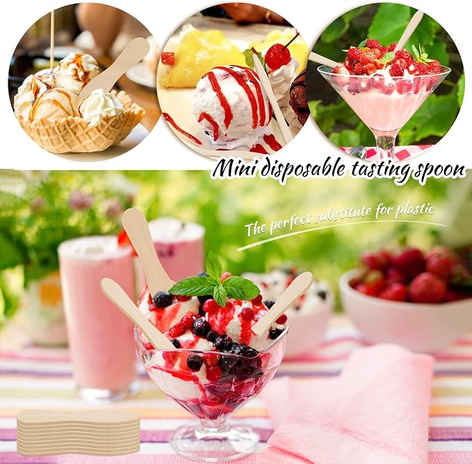 400 Pcs Small Wooden Spoons, Mini Disposable Ice Cream Tasting Spoons, 3 Inch - Image 5