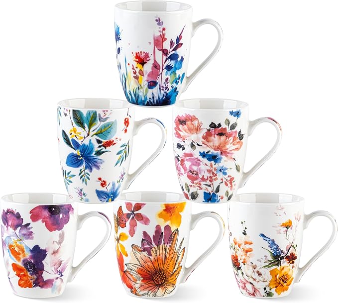 GBhome 12oz Coffee Mugs Set fo 6, Ceramic Coffee Mugs by GBhome