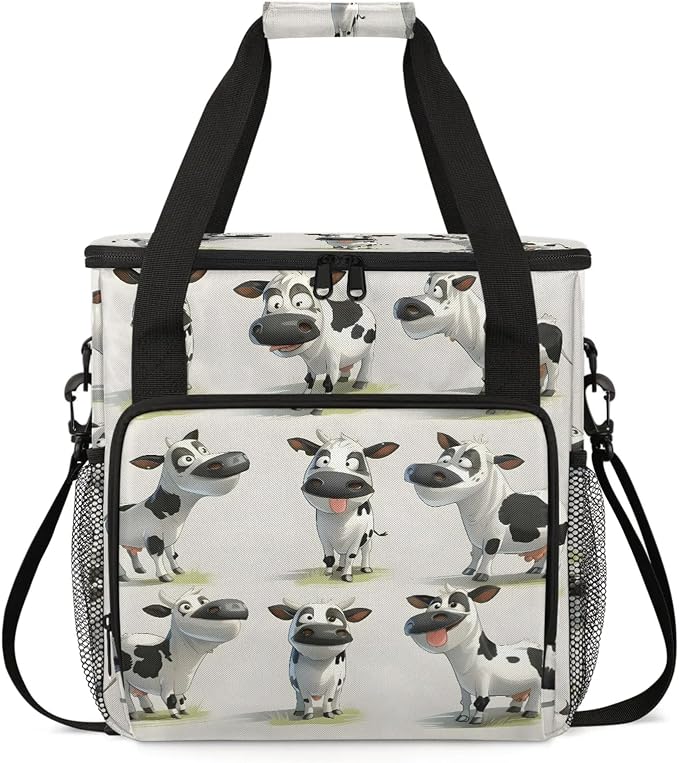 Cow Farm Animal Coffee Maker Carring Bag, Large Insulated Storage Organizer by Home