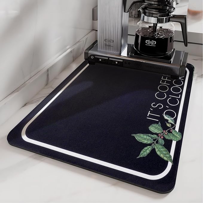 Coffee Bar Mat Rubber Dish Drying Mat by PtRug