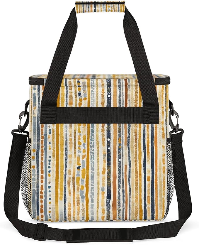 Boho Striped Travel Coffee Maker Carrying Bag Stripe Geometric Large Organizer - Image 5