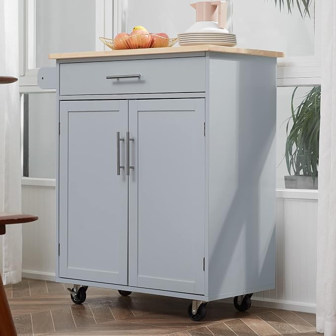 32" Small Kitchen Island Cart on Wheels - Image 3
