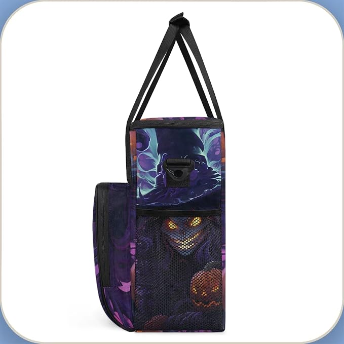 Halloween Witch Pumpkin Skull Coffee Maker Carring Bag, Large Insulated Storage - Image 4