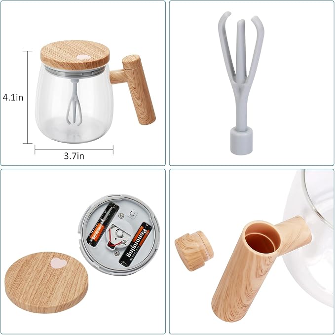 Self Stirring Coffee Mug, Glass Electric Self Mixing Cup - Image 6