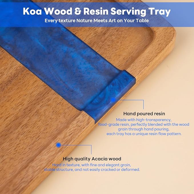 Wooden Tray: Resin Serving Decorative Tray - Image 6