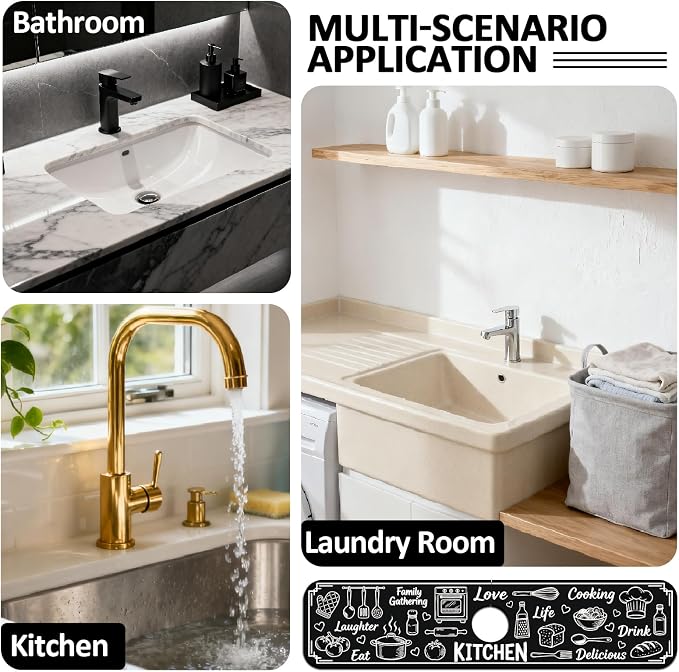 2 Pcs Kitchen Sink Splash Guard Faucet Mat Graffiti Pattern Faucet Mat - Image 7