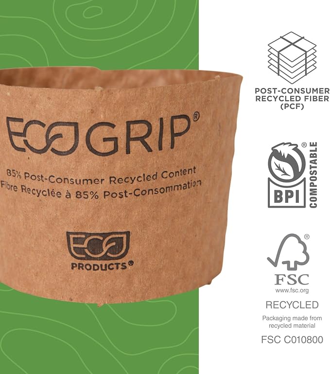 ECO PRODUCTS Recycled Coffee Cup Sleeves, Case Of 1300, Fits 10-20oz Hot Cups - Image 4