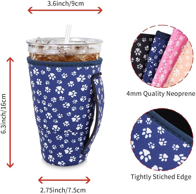 4Pack Reusable Iced Coffee Sleeve Insulator Sleeves - Image 2