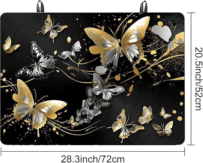 Black Gold Butterfly Stove Top Cover 28.3 x 20.5 Inches, Heat Resistant Glass - Image 5