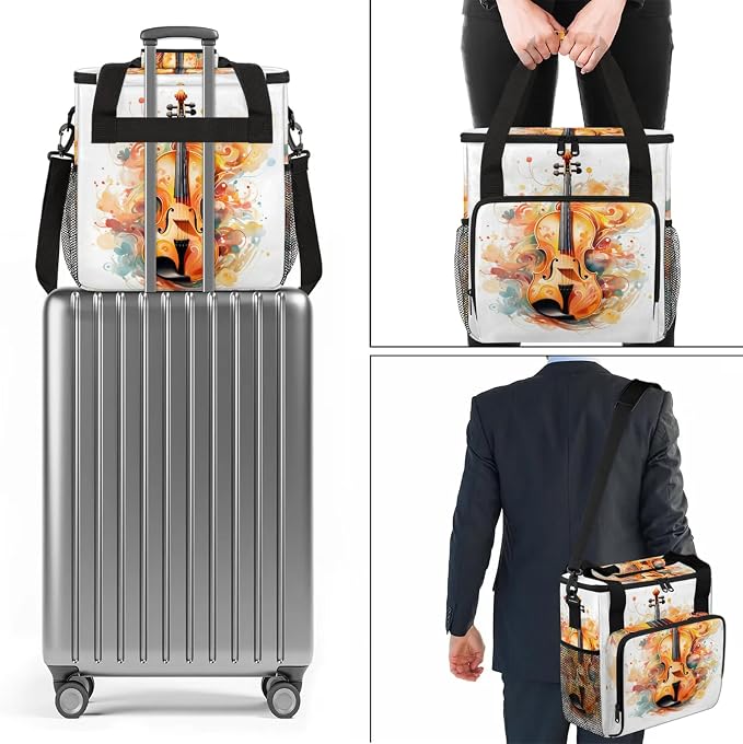 Violin Music Coffee Maker Carring Bag, Large Insulated Storage Organizer Case - Image 7