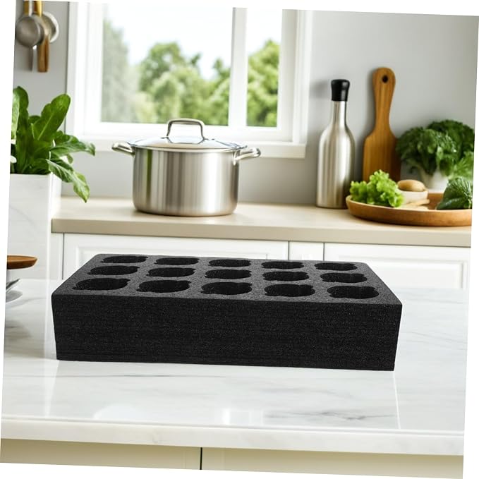 Multi-hole Foam Cup Holder Tray 15-compartment 445x196x100mm Black Beverage - Image 5