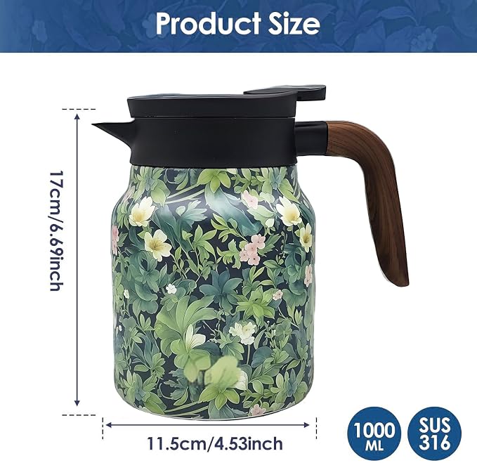 Vintage Pattern Coffee Carafes, 35 Oz/1 Liter - Image 2