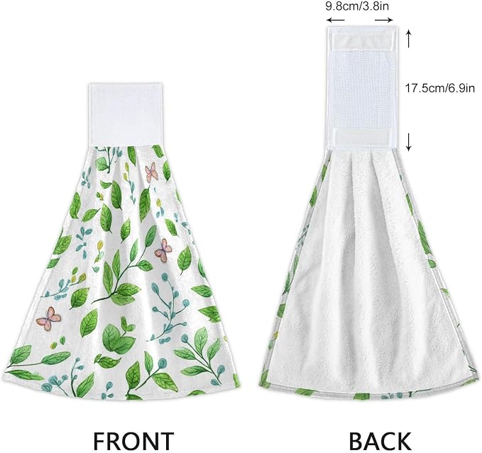 Dussdil Spring Leaves Butterflies Hanging Kitchen Towel Green Branches Dish - Image 3