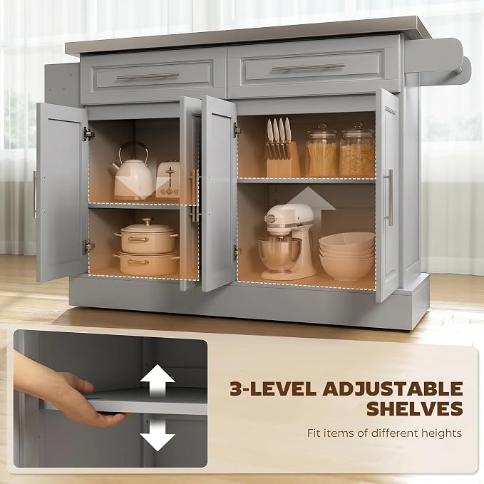 HOMCOM Rolling Kitchen Island Cart - Image 5