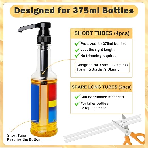 Mini Syrup Pump for 375ml Bottles – Coffee Syrup Dispenser Pumps, 4 Pack Pumps - Image 4