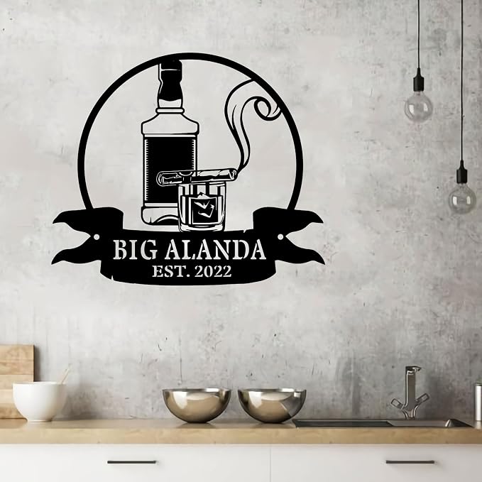 Personalized Led Lights Bourbon Cigar Metal Wall Art, Custom Bar Sign, Outside - Image 4