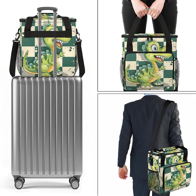 Cartoon Dinosaur Coffee Maker Carring Bag, Large Insulated Storage Organizer - Image 7