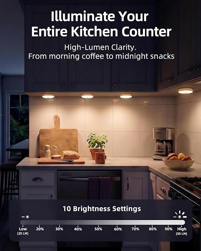 EZVALO Under Cabinet Lighting, 1000mAh Rechargeable Puck Lights - Image 3