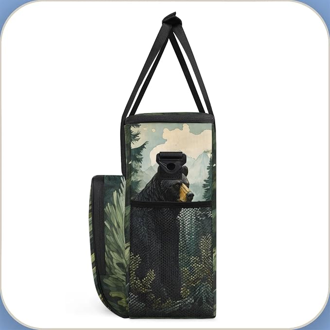 Forest Black Bear Coffee Maker Carring Bag, Large Insulated Storage Organizer - Image 4