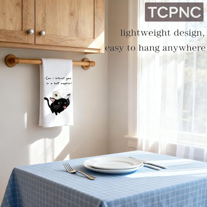 Funny Black Cat Hand Towel, Cute Black Cat Bathroom Towel - Image 4