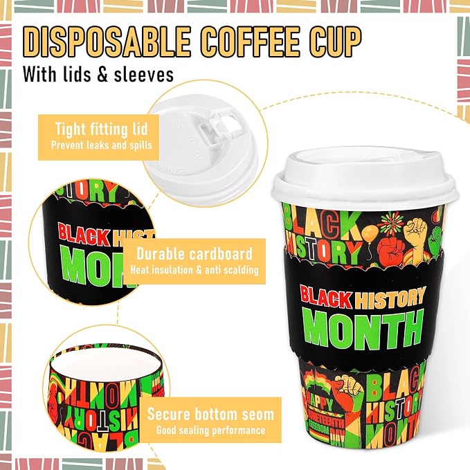 Whaline 50 Pcs Happy Juneteenth Disposable Coffee Cups - Image 3