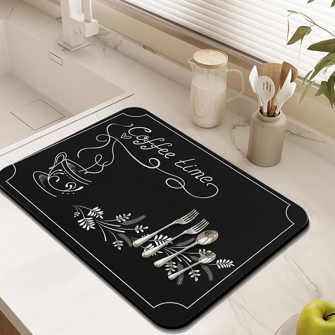 Flowers and Plants Absorbent Coffee Bar Mat - Image 3