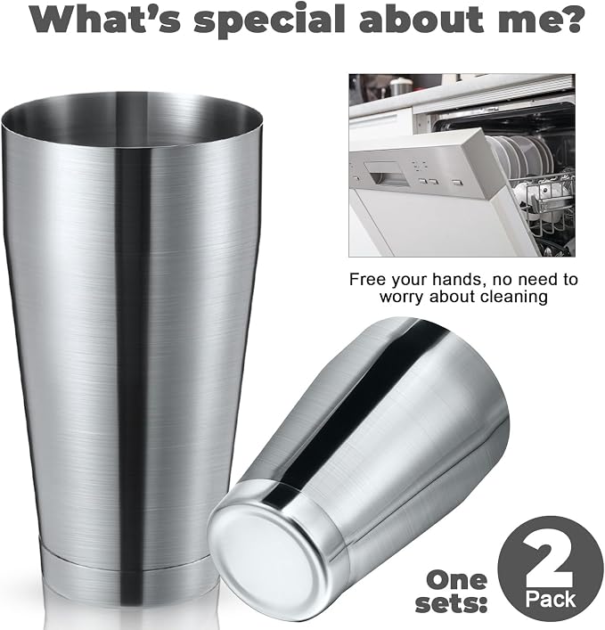 Sabary 2 Pcs Cocktail Shakers Professional Bar Shaker Boston Set Stainless - Image 6
