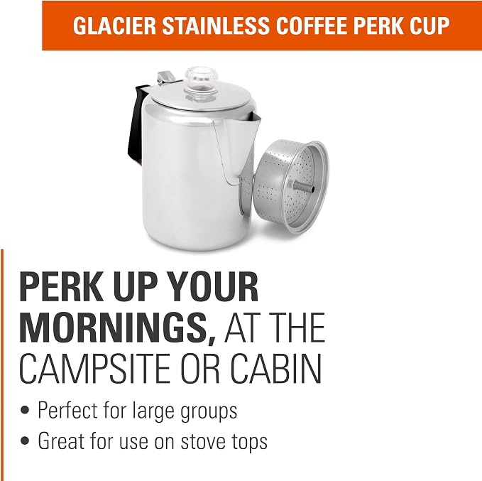 GSI Outdoors Percolator Coffee Pot I Glacier Stainless Steel - Image 2