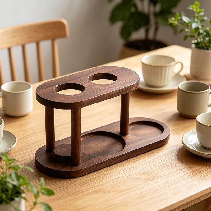 Pour Over Coffee Station, Solid Wood Coffee Dripper Stand, Elevated Brewing - Image 2