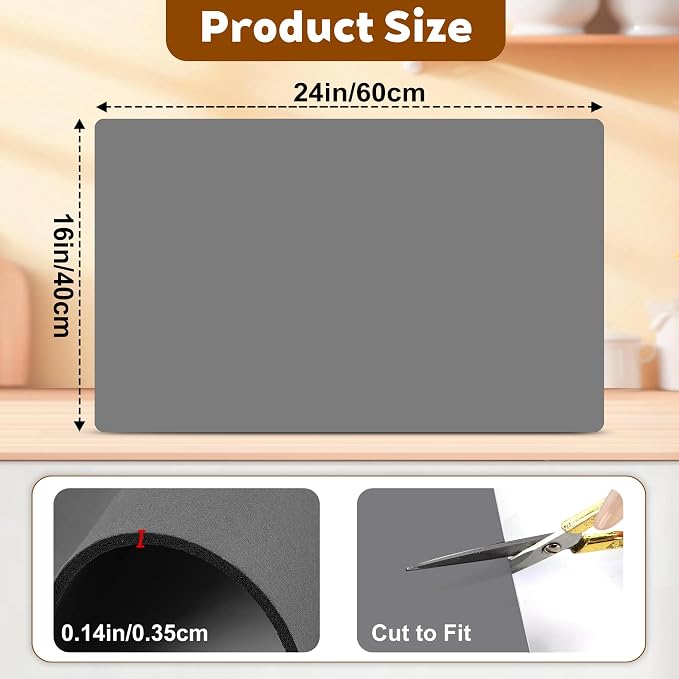 Coffee Mat Hide Stain Rubber Backed Absorbent Cuttable Dish Drying Mat - Image 2