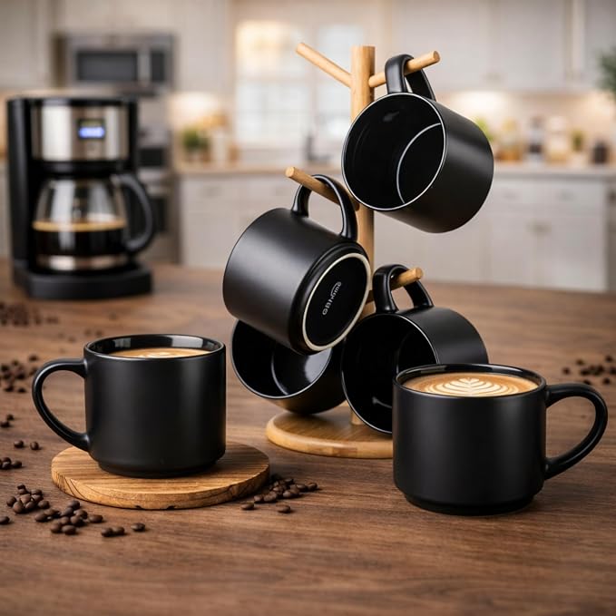 GBhome 14 OZ Coffee Mugs Set of 6, Stackable Ceramic Mugs - Image 7