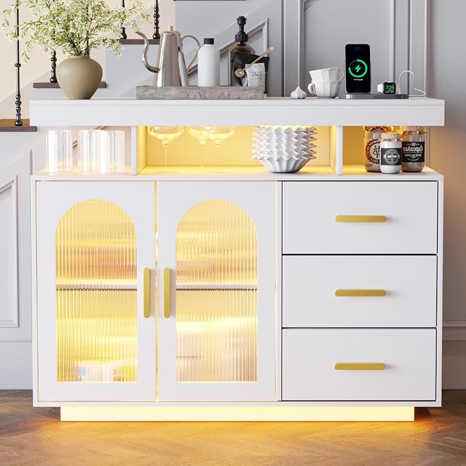 WOOVIVS LED Sideboard Buffet Cabinet - Image 3