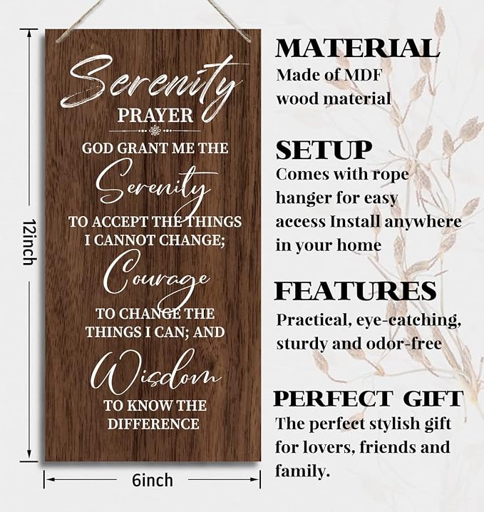 Serenity Prayer Wooden Decor Sign, God Grant Me The Serenity Wall Decor Sign - Image 2